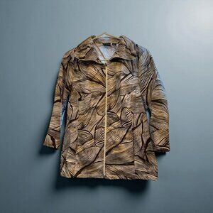 Tribal Womens Size 6 Abstract Brown & White Patterned 3/4 Sleeve Lightweight Jac